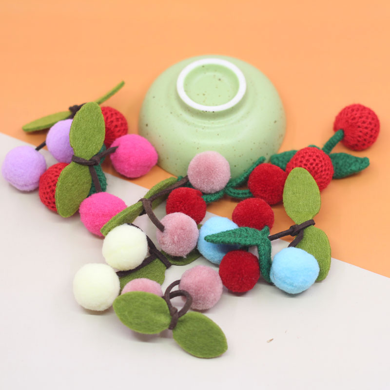 Children's fur ball cherry semi-finished handmade diy hair accessories material homemade hairpin head cartoon accessories