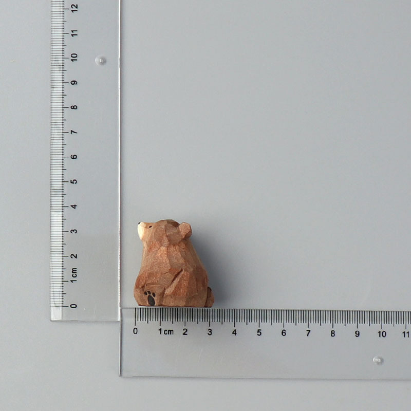 Handmade solid wood carving bear doll decoration Cartoon creative animal desktop car decoration couple gift wholesale