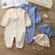 Baby Clothes Four-season Baby One-piece Suit Long Hayi Breathable Good Double-layer Yarn Climbing Clothes Children's Pajamas