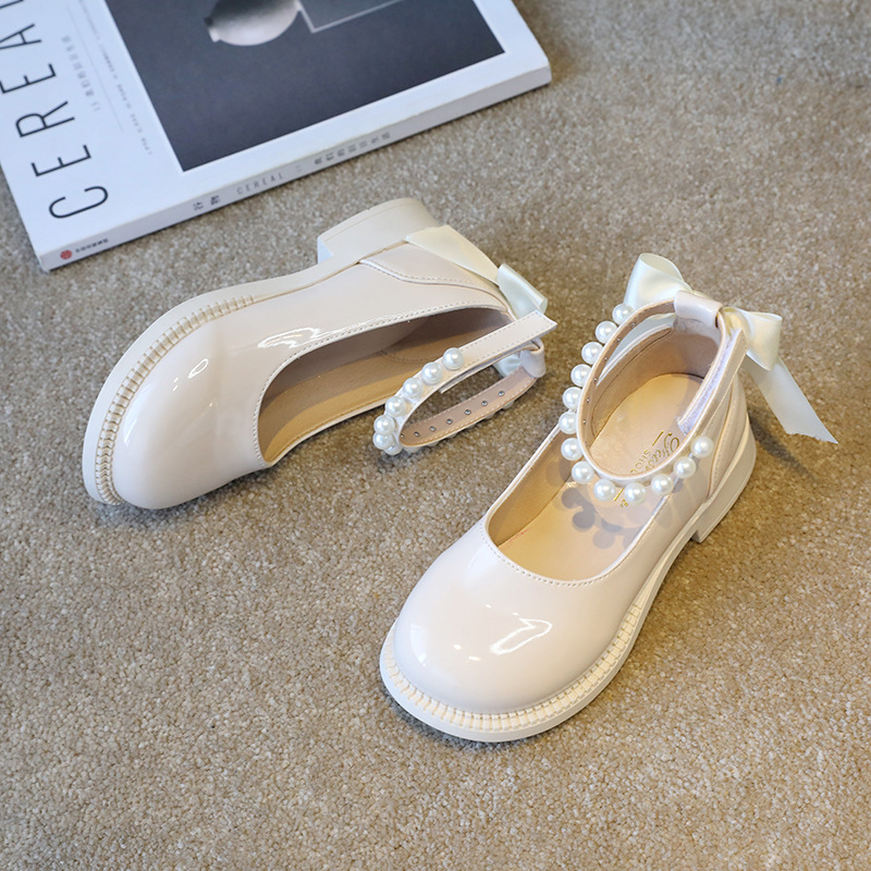Ruirui girls' Princess leather shoes 2023 autumn children's Korean style western style small leather shoes medium and big Children soft bottom shoes single-layer shoes