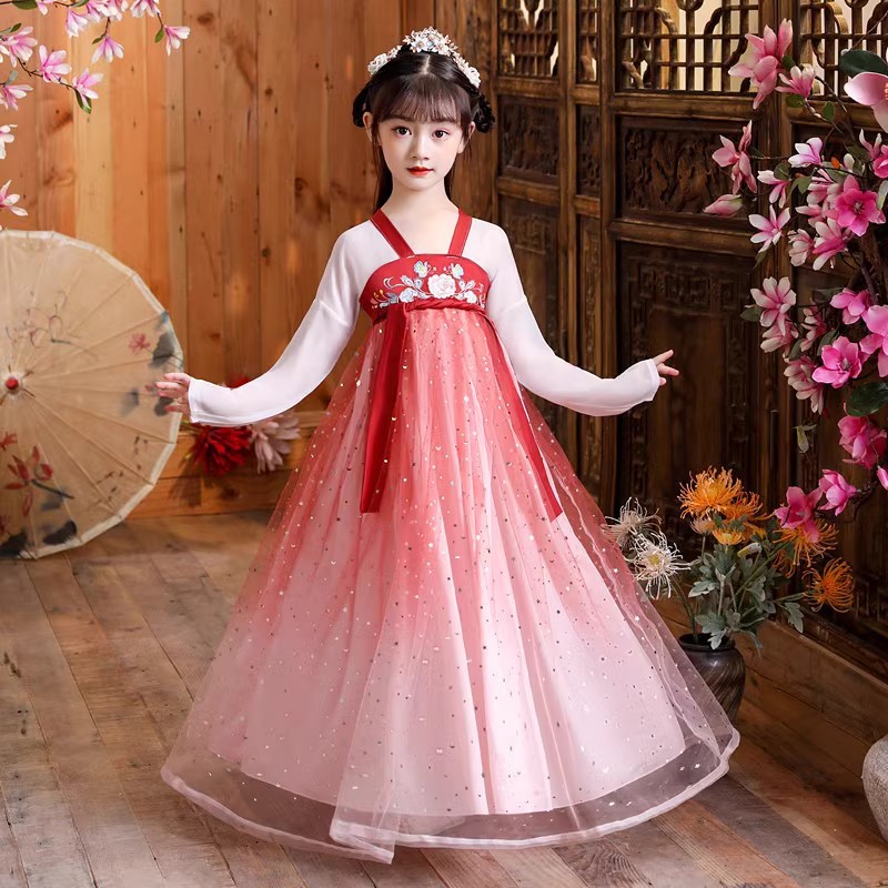 Hanfu girls' children's ancient costume Super fairy primary school students' summer costume chinese style Tang suit ancient style children's performance costume skirt