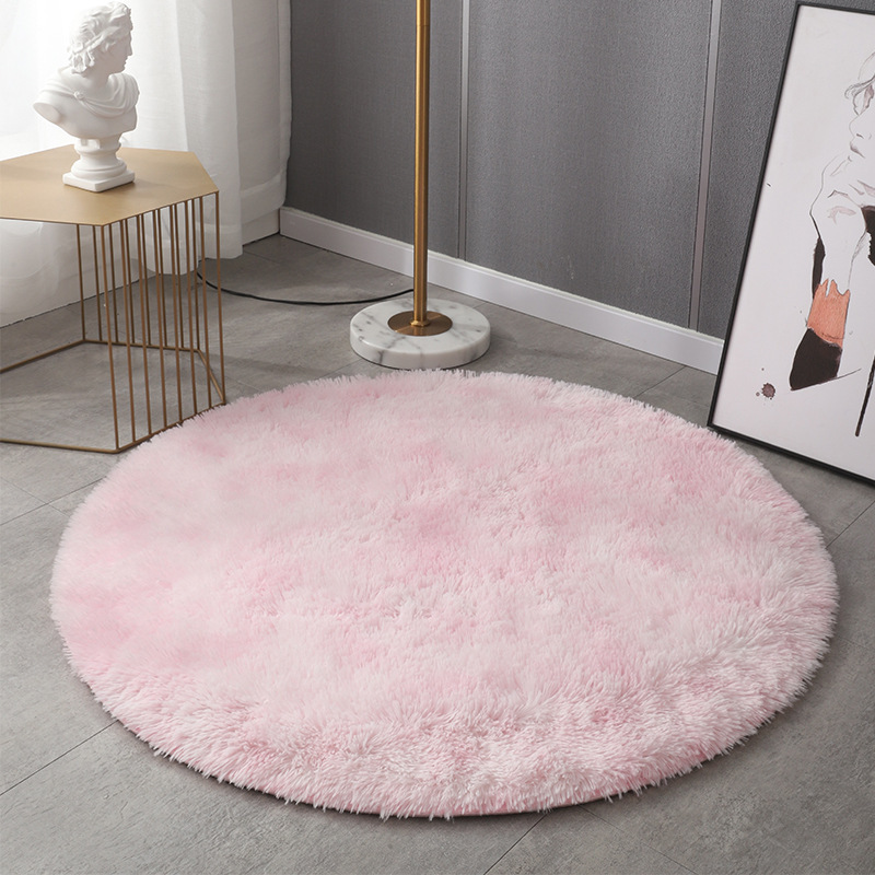 Circular gradient tie-dye bath mat with water absorption and anti-slip, suitable for bathroom and bedroom decoration, machine washable, customizable available.