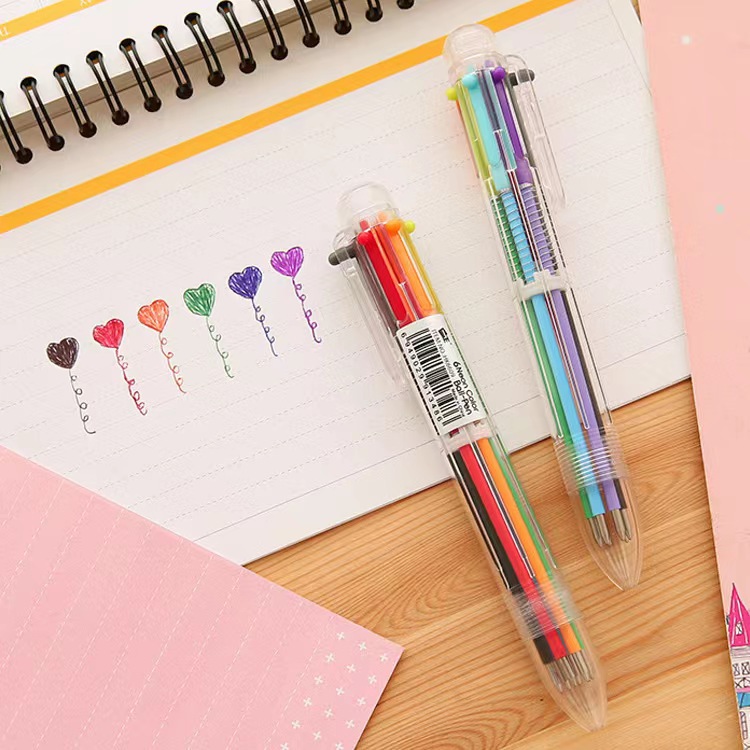 6 color ballpoint pen color press gel pen graffiti marker pen wholesale bullet 0.5m student stationery prizes