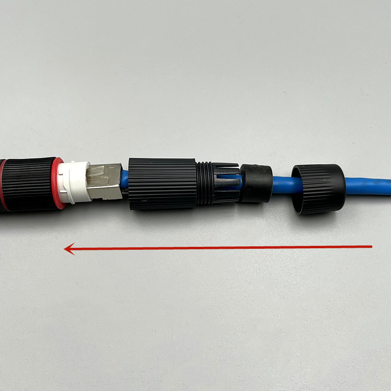防水ネットワークパススルーヘッド屋外防塵rj45ケーブルコネクタ対コネクタ百ギガビットダブルヘッド延長器|undefined