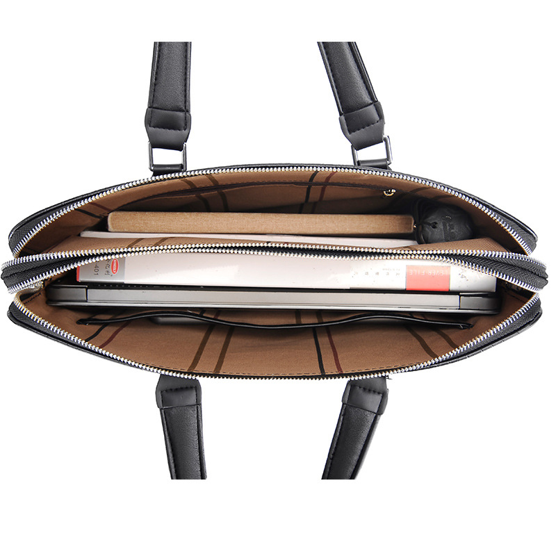 Alligator Men's Briefcase, Men's Business Bag, Men's Business Laptop Bag, Horizontal Double Zipper Document Bag, Unisex Shoulder Bag and Crossbody Bag