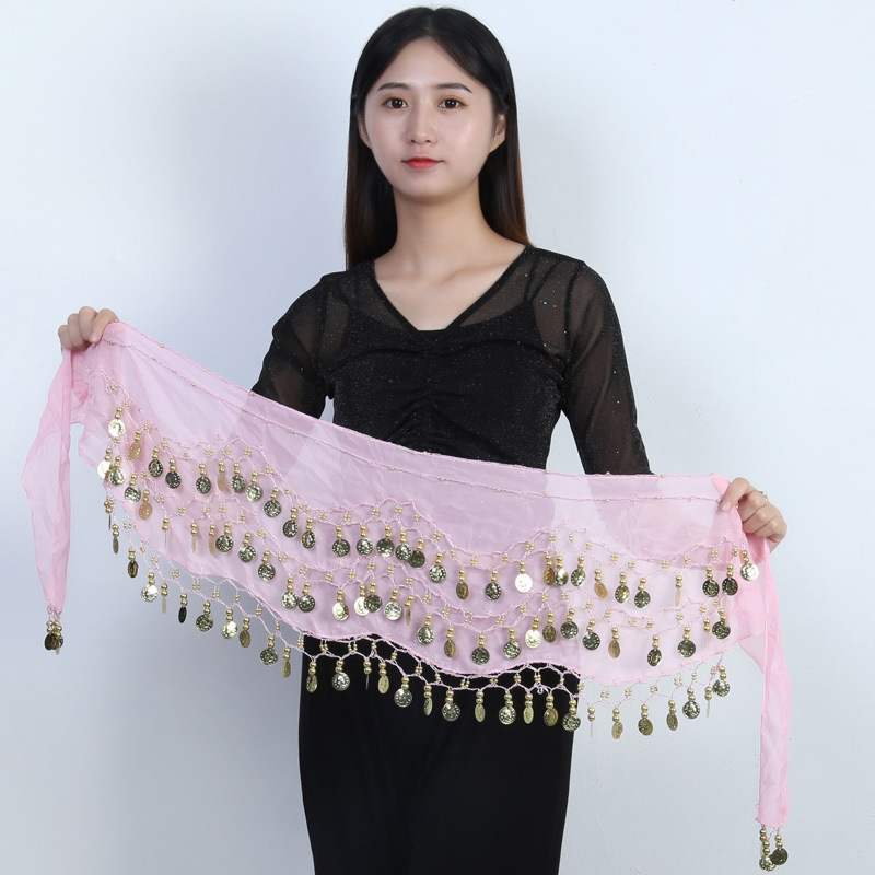 Spot belly dance 72/83/98/128 currency waist chain three-layer gold coin belt hip towel waist towel scarf Indian dance