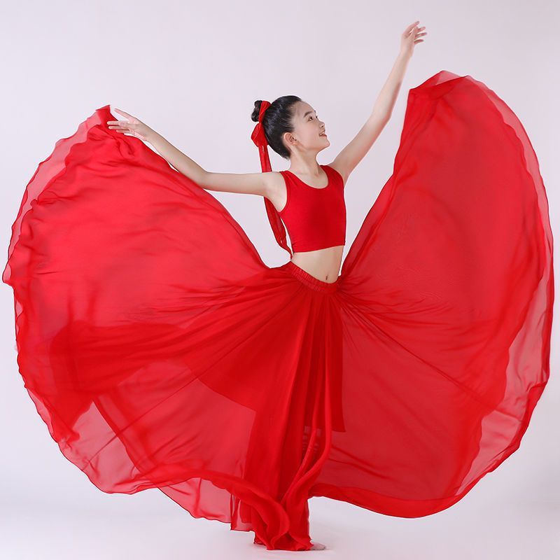 Children's Dance Big Dress Performance Costume 720 Degree Girls Dancing Skirt Chinese Dance Classical Dance Practice Skirt