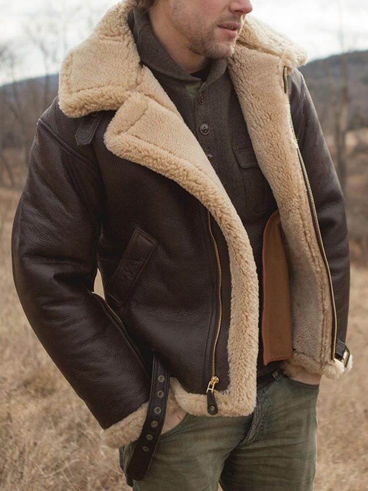 Independent station popular leather and fur men's coat Amazon thickened fur coat wish imitation leather jacket wholesale