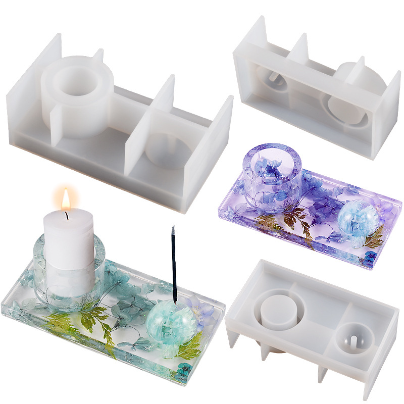 Yu Meiren Square Cylindrical Candle Holder Incense Holder Silicone Candle Mold diy Aromatherapy Gypsum Table Glue Dropping Mold