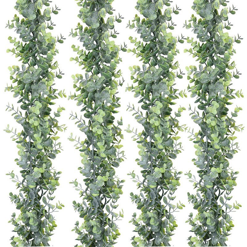 跨境人造桉树花环藤条 绿植仿真尤加利壁挂藤蔓 家居阳台装扮植物