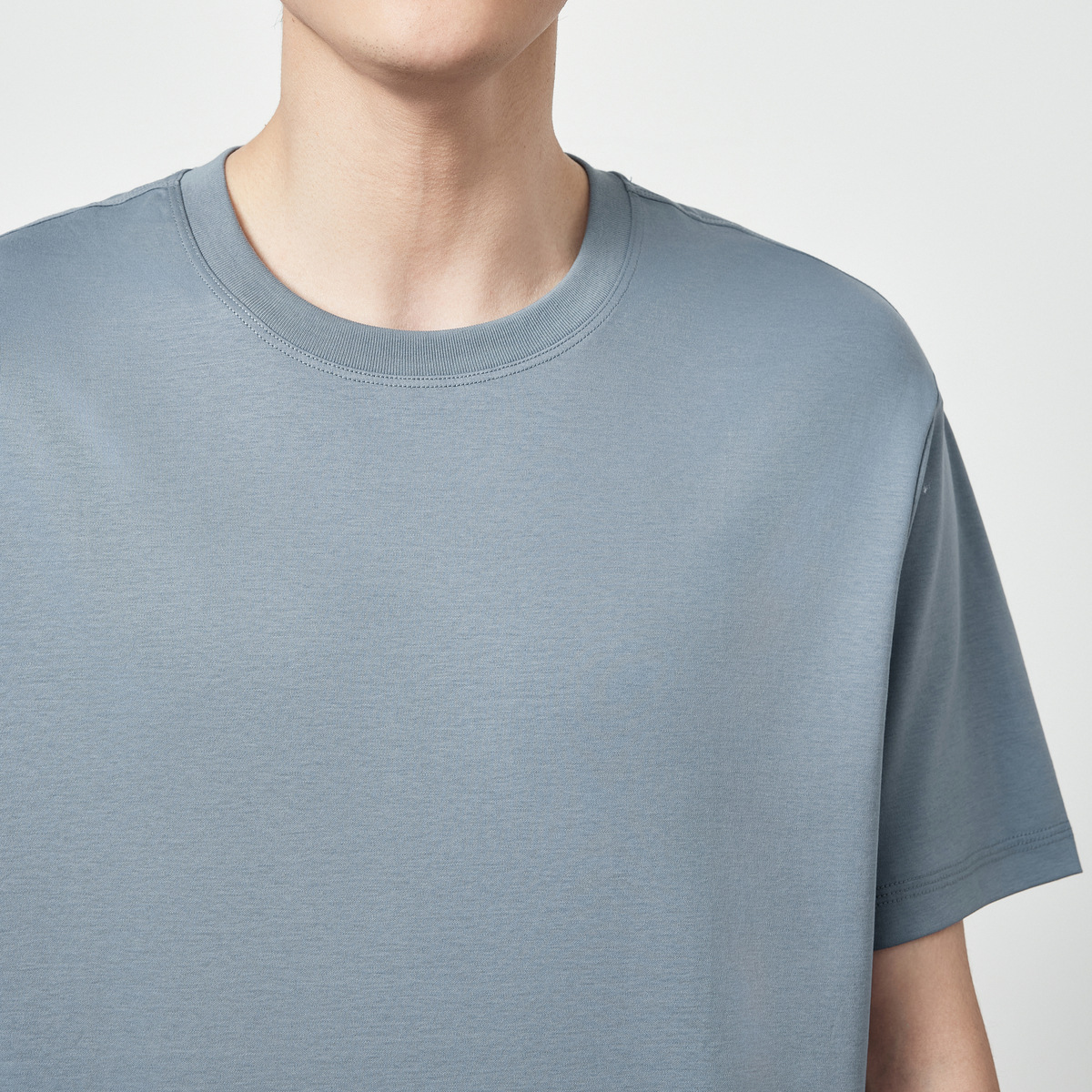 Mo Maike 50 long-staple cotton liquid ammonia short-sleeved men's 2025 summer new simple solid color crew neck T-shirt men's 71480.