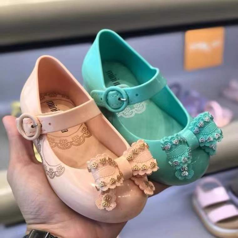 22 Spring and Autumn melissa Melisa children's shoes Children's closed toe princess shoes bow jelly shoes baby single shoes women