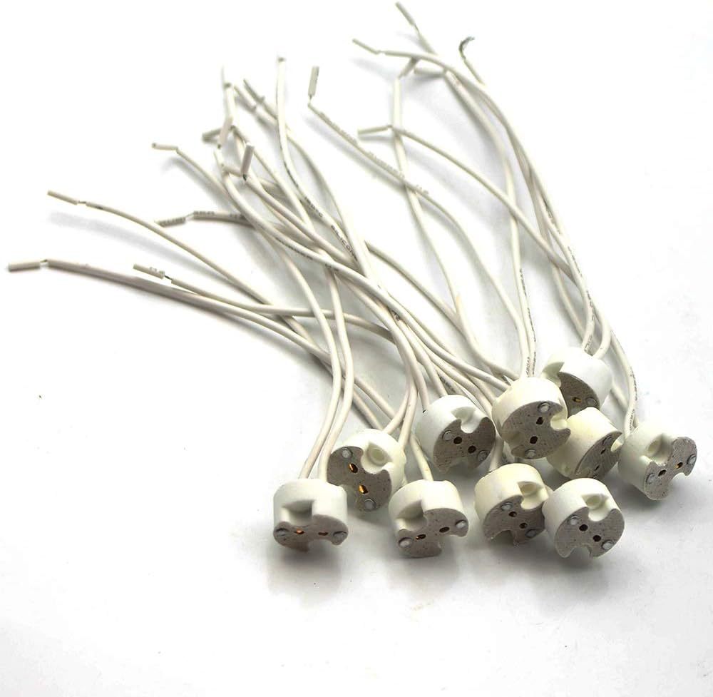 MR16 Pin Lamp Cap G4 Porcelain Cap Crystal Lamp Cup Spotlight Accessories LED Ceramic Lamp holder Silicone Wire High Temperature Resistant