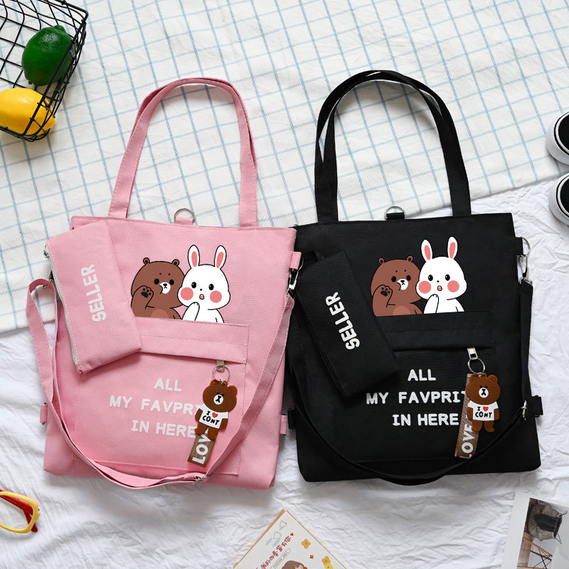 Factory wholesale canvas bag men's and women's large capacity tutorial bag student shoulder backpack junior Senior high school class bag diagonal
