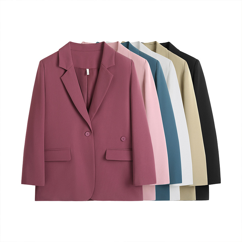Spring new 200kg fat mm size women's basic multi-color loose slim high suit jacket 62173