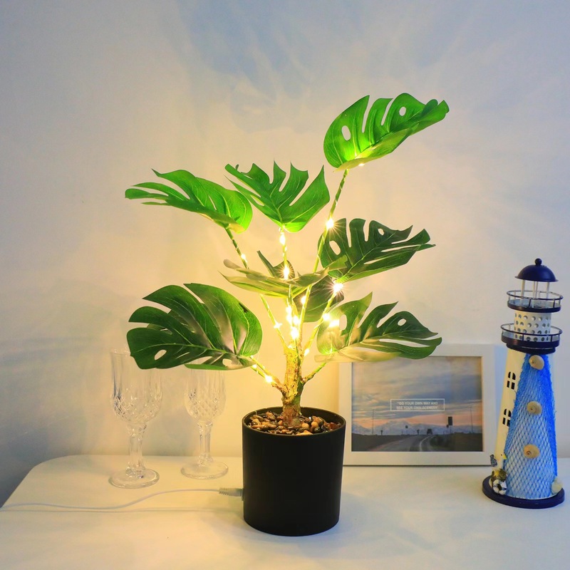 Usb 駆動 Led ナイトライト模擬緑の植物鉢植え盆栽オフィス屋内装飾カラフルなランプモダンなスタイルの照明|undefined