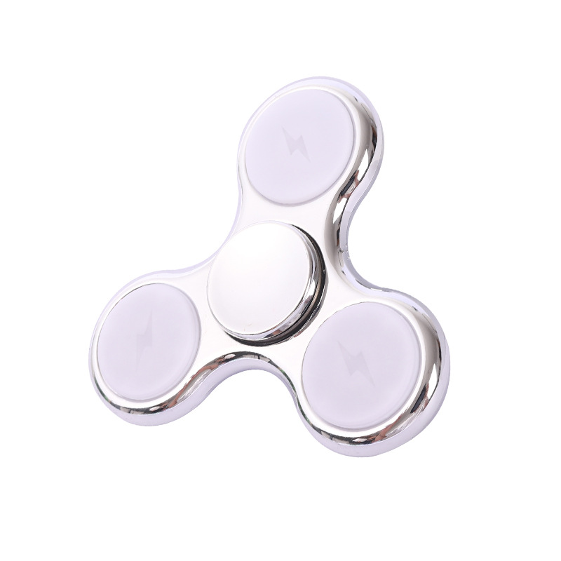 New fingertip gyro stall supply display words with light electroplating three-leaf luminous crystal children's finger toys wholesale