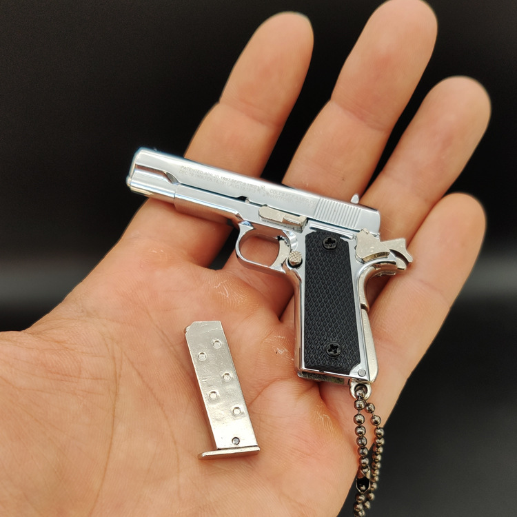 13 スケール光沢のある金属 1911 銃モデルおもちゃキーホルダーペンダントギフト Pubg ゾンビサバイバル周辺製品|undefined