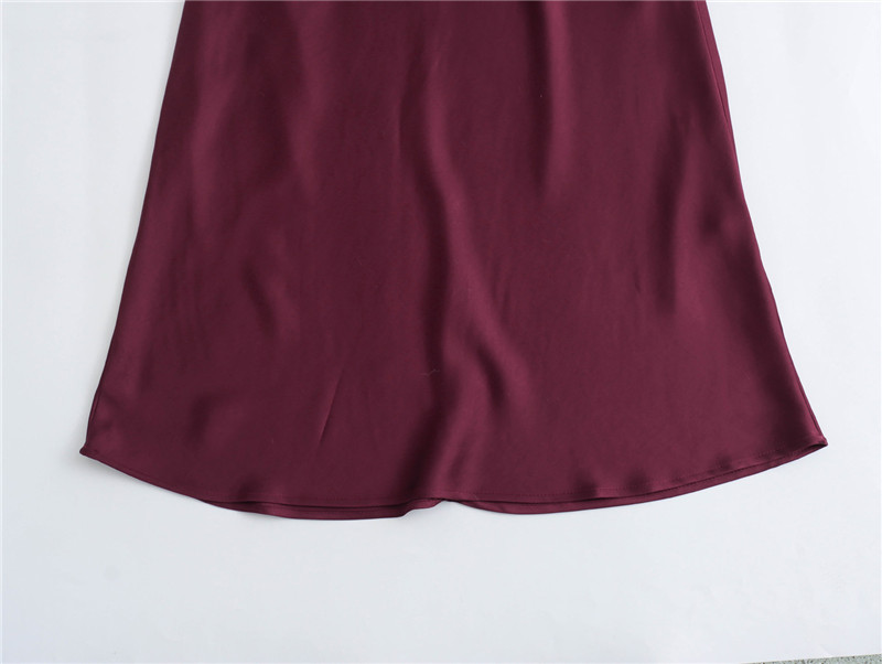 Foreign trade 2023 Winter new European and American style round neck waist A- line silk satin texture long dress women