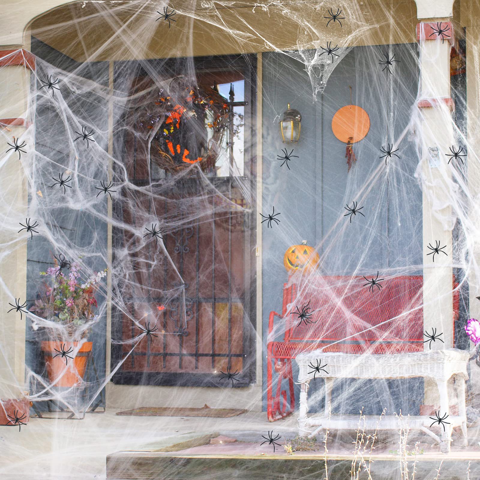 Halloween Spider Cotton Spider Web Spider Silk Small Spider Party Haunted House Decoration Props Cross Border Amazon