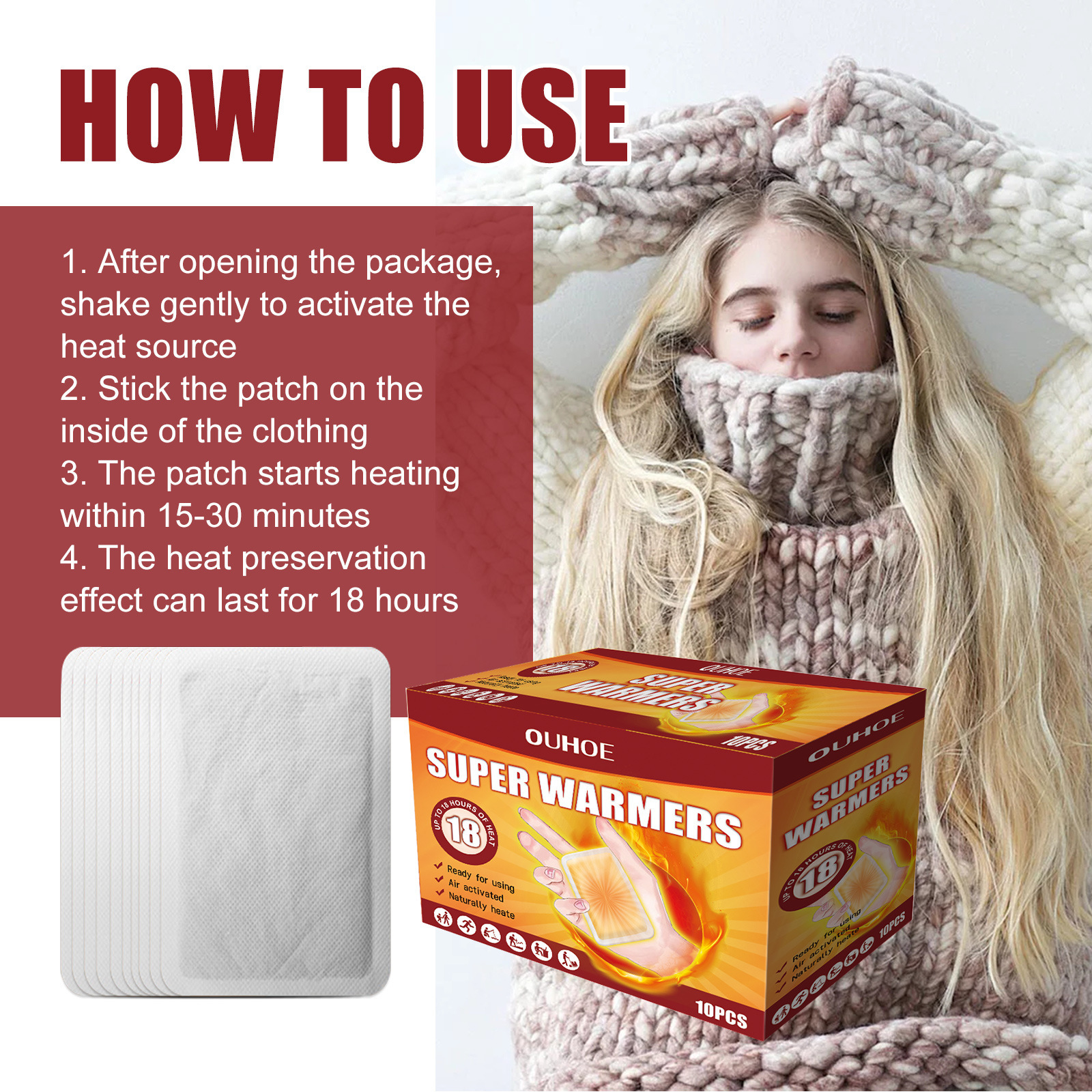 OUHOE body hand warmer winter home outdoor disposable heating cold repellent warm body warmer baby stickers_voghion.com