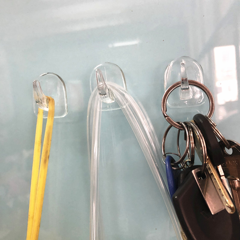 無痕アクリルテープ透明フック強力プラスチックフック浴室穴なし粘着テープ小牛角フック|undefined