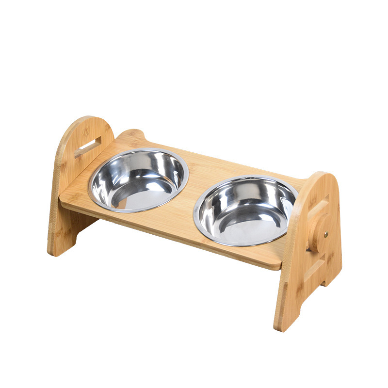 木製ペット給餌器猫犬ペット食器棚水食猫用小型犬木製給餌木棚|undefined