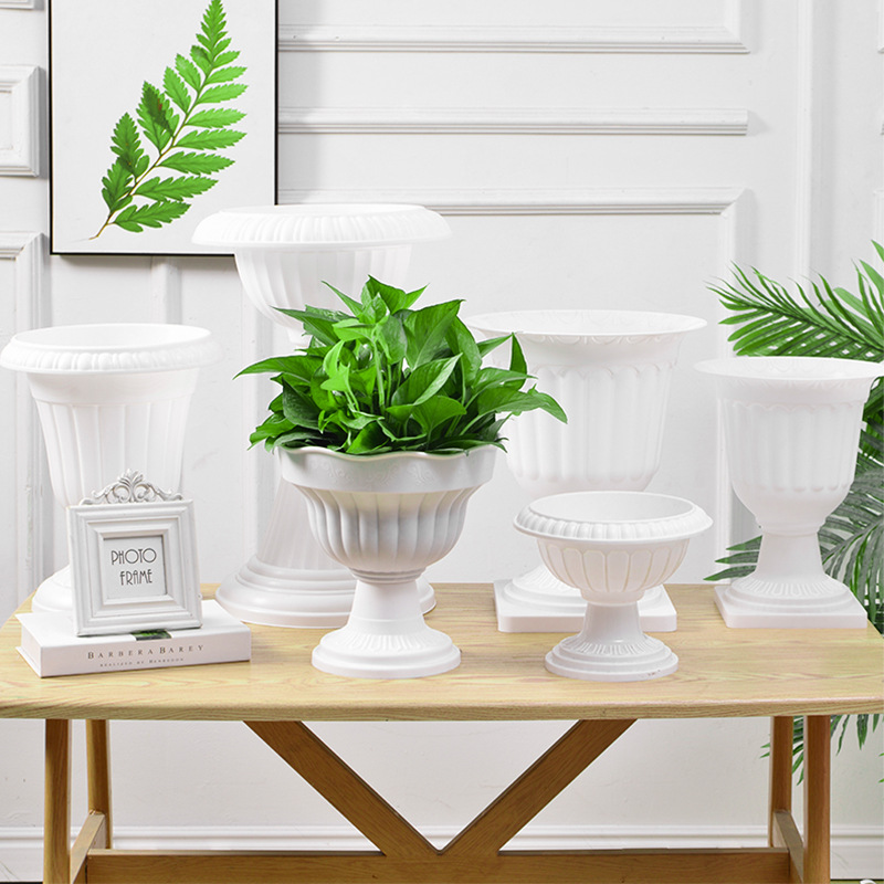 Wholesale plastic flower pot succulent resin mini green radish flower pot high leg creative hydroponic large diameter large flower pot