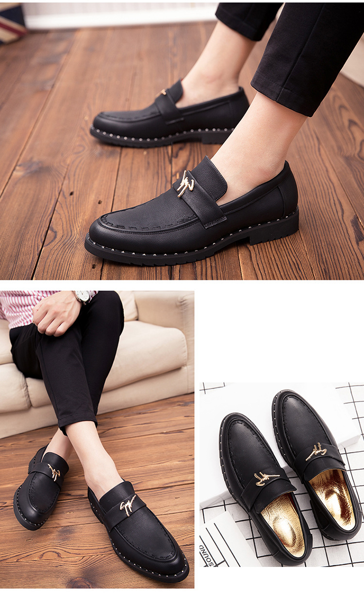 Herresko, frisør, britiske fritidssko, lakkskinn, skarpe, fasjonable skinnsko, slip-on late sko, Bean sko_voghion.com