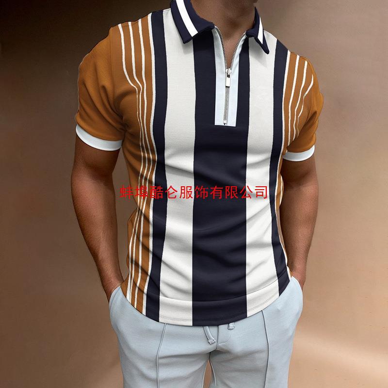  Summer New Mens Vintage Plaid Polo Shirt Fashion Casual