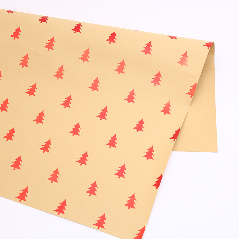 Christmas gift wrapping paper wholesale 100g gilded Kraft paper flower bouquet packaging material gift cross border packaging