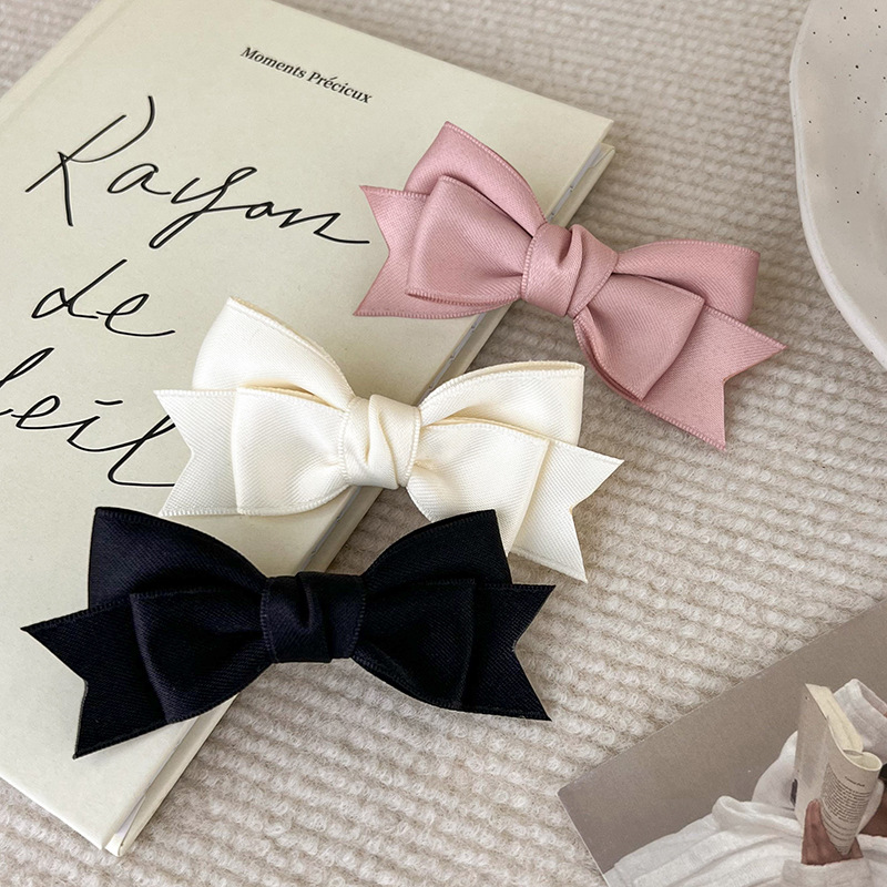 Sweet Milk Girl ~ Satin Bow Hair Accessories ins Ballet Hair Clip Headwear Cute Duckbill Clip Bangs Hair Clip