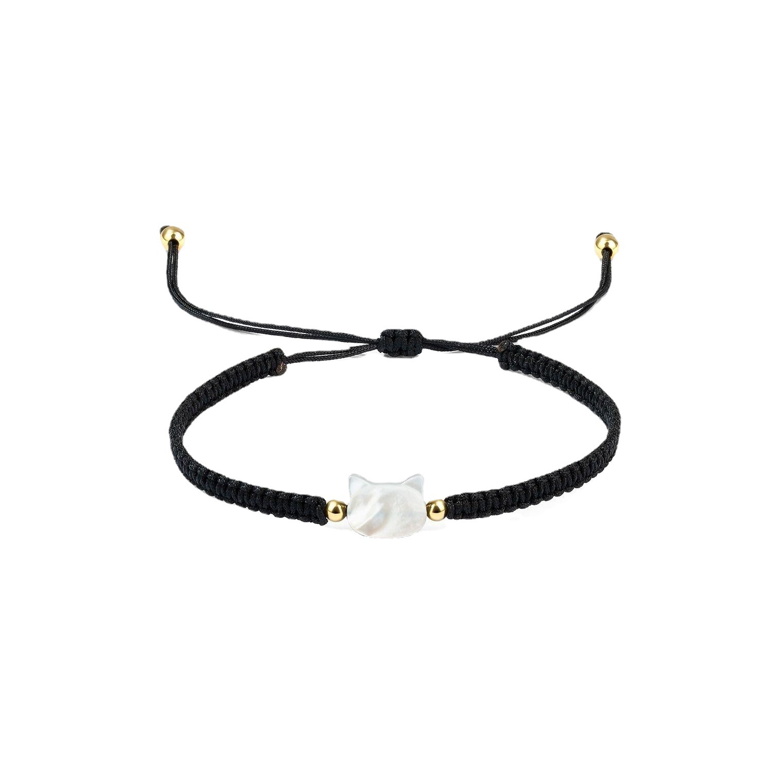 New Black and White Cat Woven Bracelet ins Niche Design Cute Black Rope Couple's Gift for Girlfriend