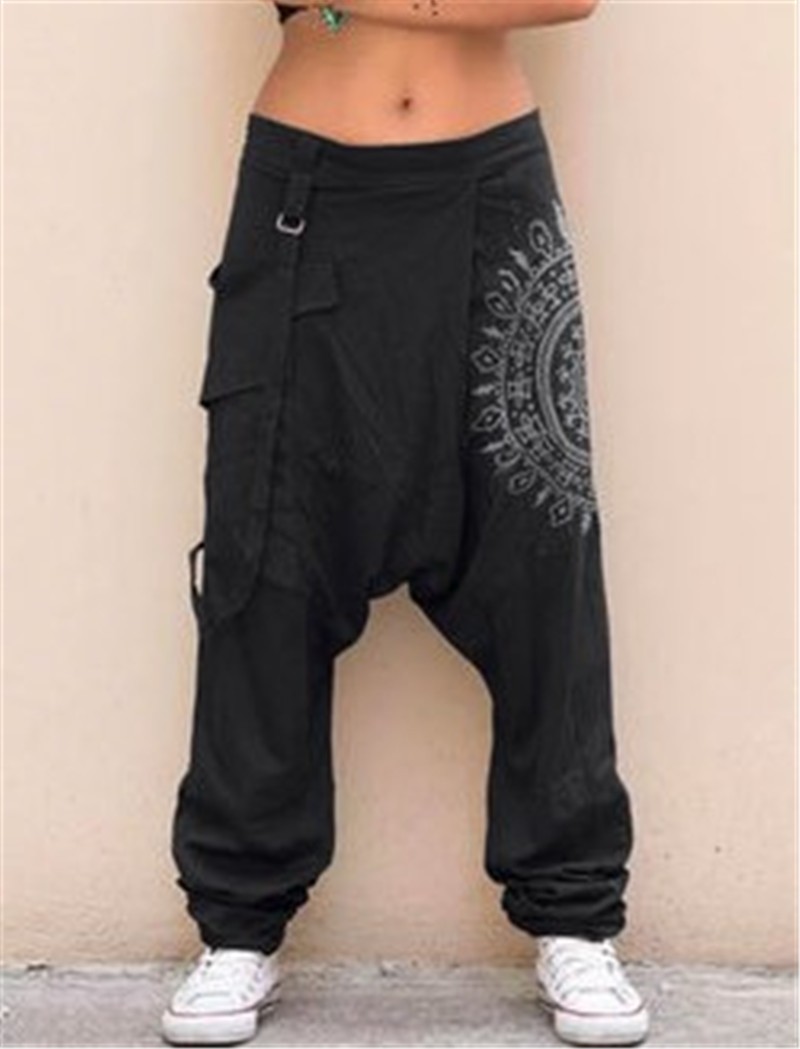 Cross-border foreign trade 2020 explosions European and American women's clothing printing casual crotch harem pants
