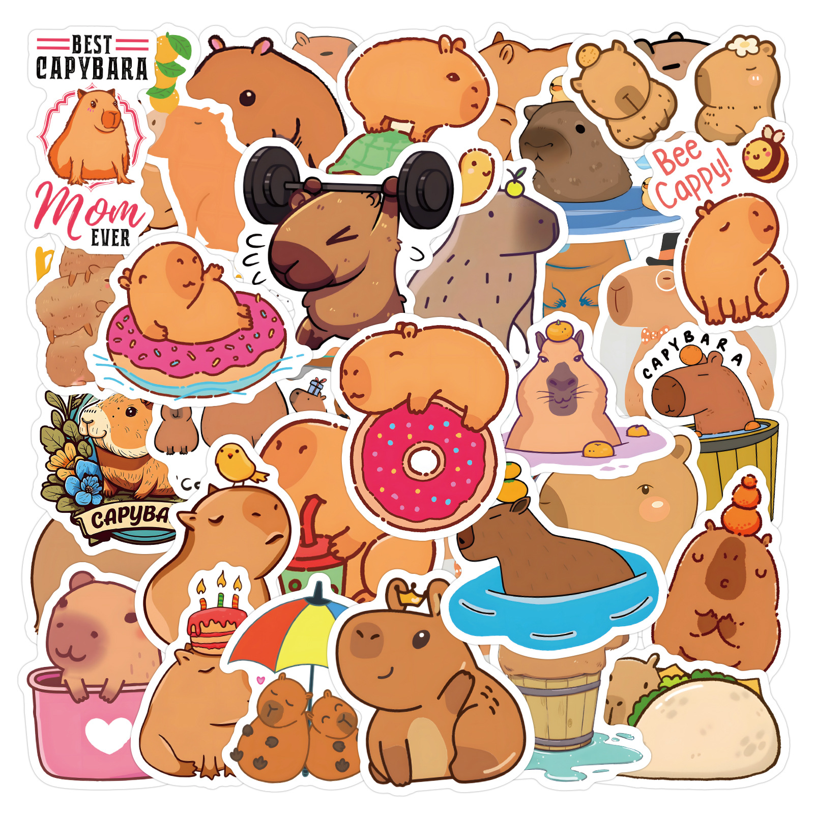 60 cartoon Capybara Capybara graffiti stickers children's DIY skateboard luggage mobile phone waterproof stickers