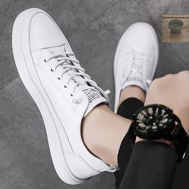 Summer Round Head New Men's Shoes Fashion Board Shoes Trendy All-match White Shoes Sports Men's Black Breathable Casual