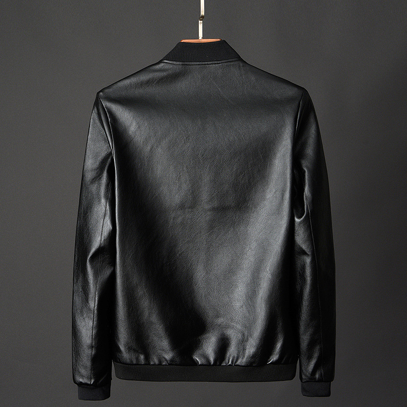 2021 New Leather Men's Casual Jacket Korean Fashionable Slim-fit Handsome Youth Spring and Autumn Motorcycle Jacket