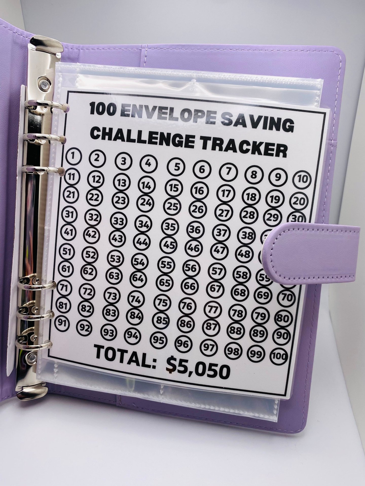 100EnvelopeChallenge loose-leaf book 100 days money saving book challenge cash envelope saving book