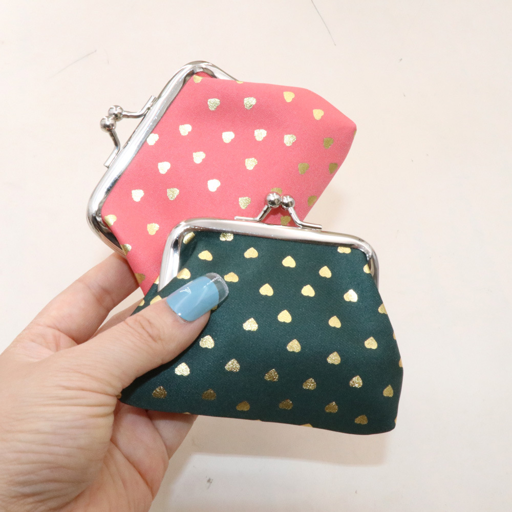 Cross-border supply fabric bronzing love coin purse children's wallet mini mouth gold bag small gift wholesale
