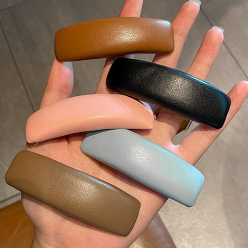 Cross-border new leather sponge hair clip BB clip fashion simple bangs clip side clip broken hair clip hair accessories headdress