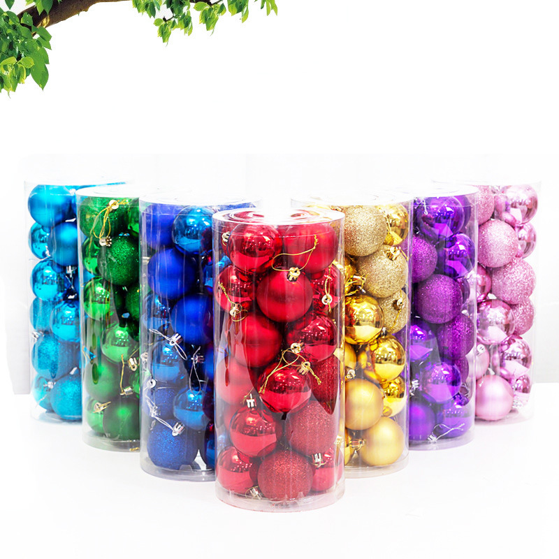 クリスマス装飾3cm 4cmクリスマスボール24個セットクリスマスツリー装飾バケツボックス異性ボールプラスチックメッキボール|undefined