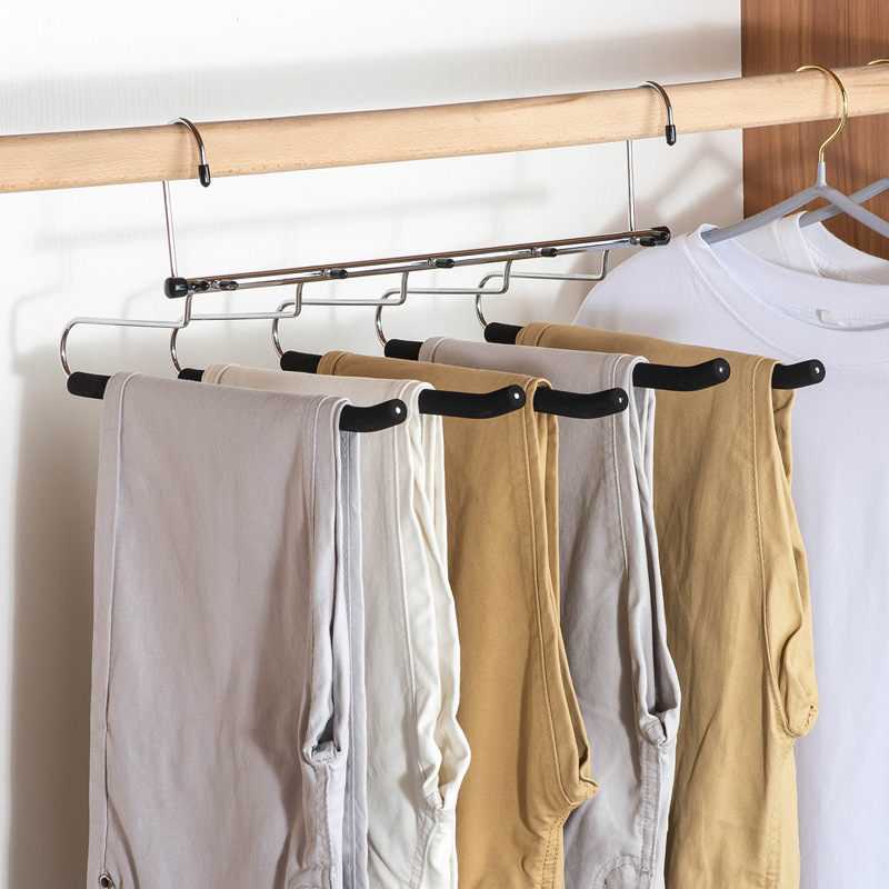 Multifunctional folding multi-layer pants hanger wholesale non-slip metal storage hanger pants rack home Amazon exclusive