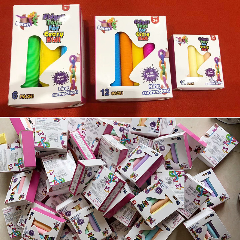 Cross-border pop tube corrugated DIY telescopic tube vent color water pipe toy fun decompression plastic tube wholesale