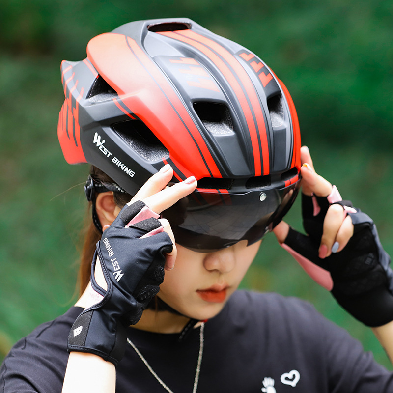 WEST BIKING bicycle helmet goggles windproof helmet magnetic lens mountain road bike riding accessories