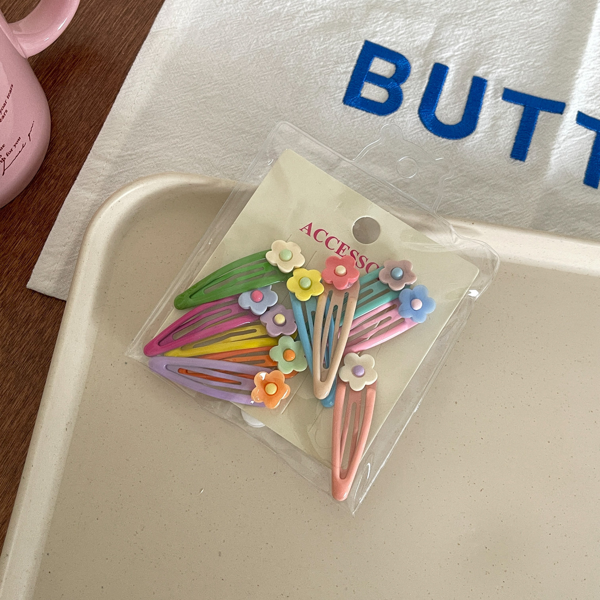 10 Pack Cute Color Bean BB Clip Girl Heart All-match Flower Bow Hairpin Candy Color Hair Accessories_voghion.com