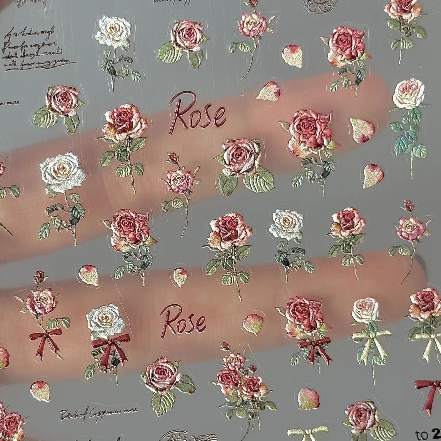 Retro Rose relief three-dimensional nail stickers three-dimensional diy nail stickers adult student decorative stickers