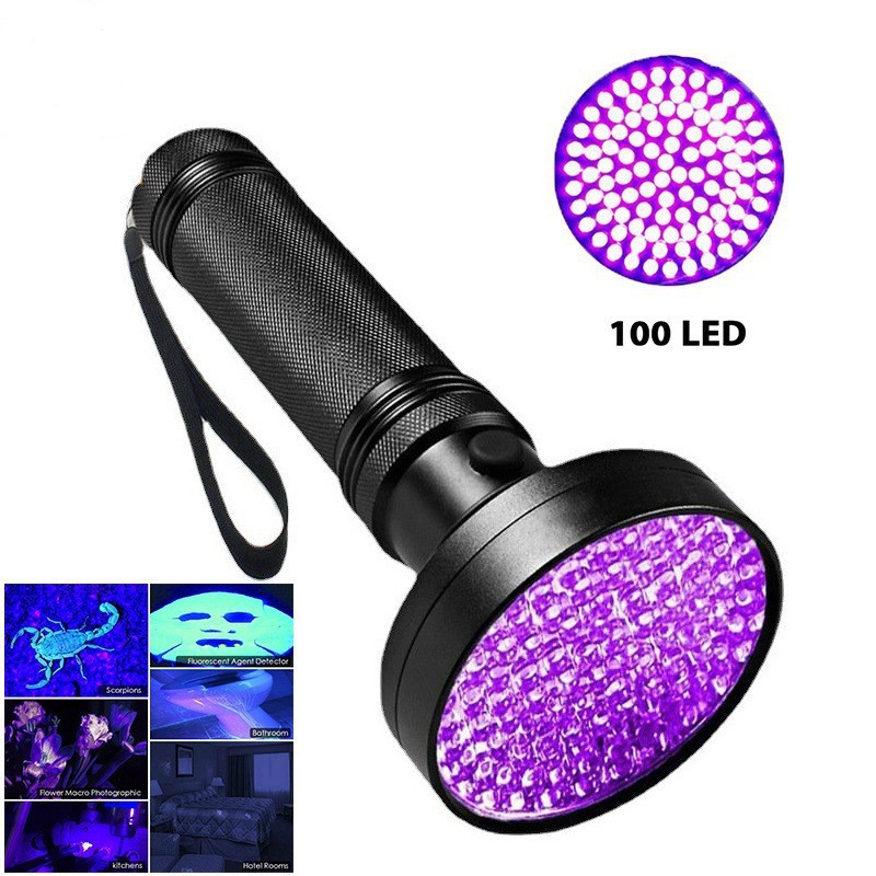 Wholesale 100 Lamp UV purple flashlight fluorescent agent detection Lamp UV lamp disinfection tobacco and wine anti-counterfeiting Scorpion