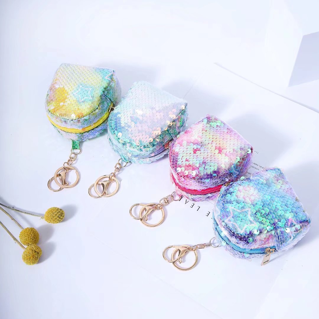 Bag Women's 2023 New Sequin Small Purse Student Fresh and Cute Hand Mini Headset Key Coin Purse