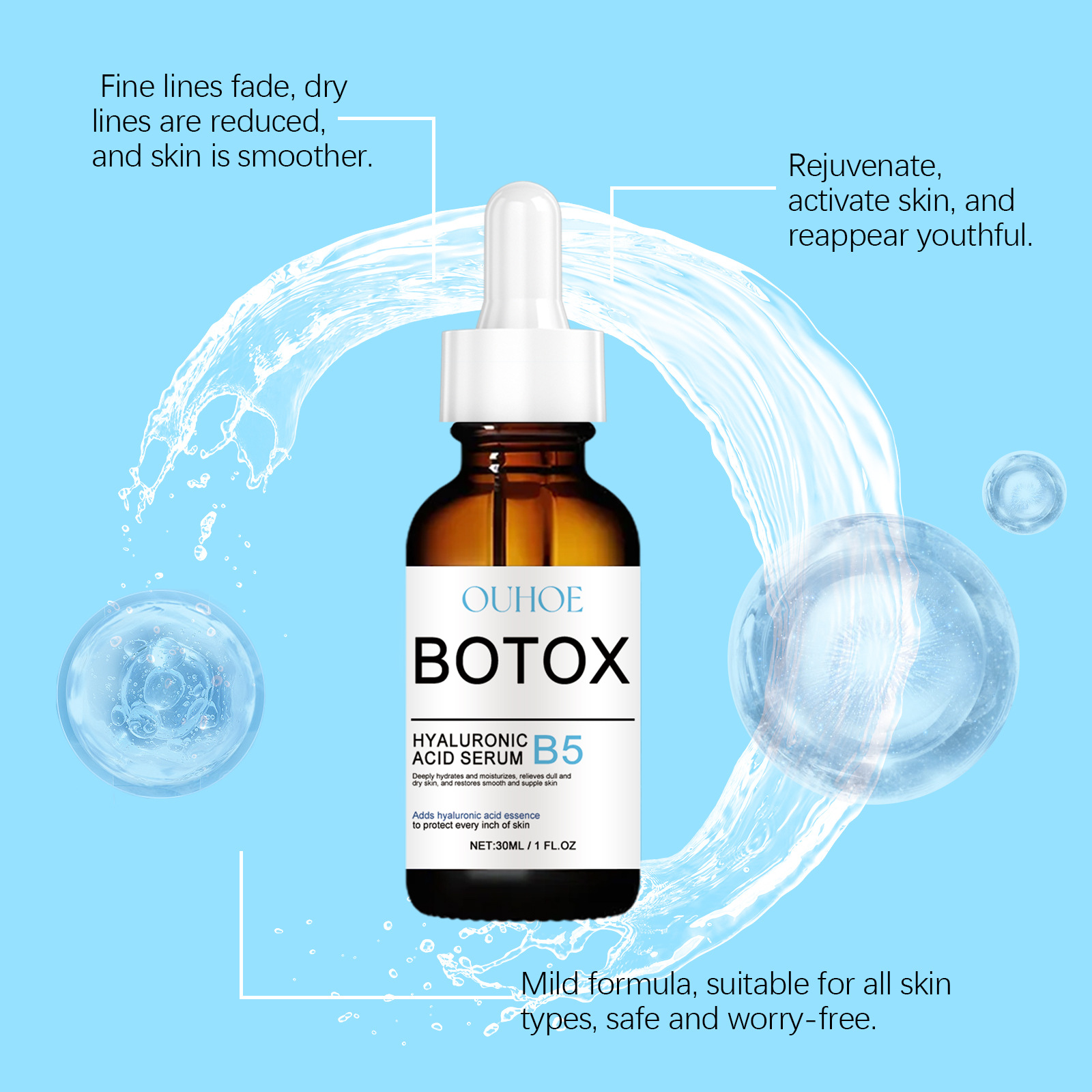 OUHOE b5 Hyaluronic Acid Essence Fades Fine Line Spots Deep Hydrating and Moisturizing Skin Essence