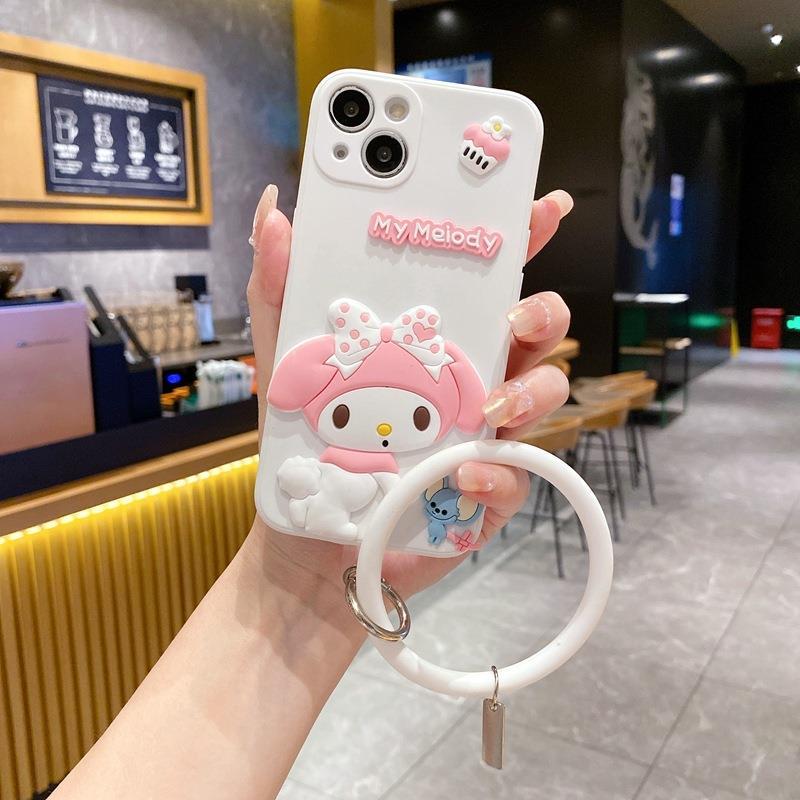翹臀美樂蒂適用蘋果14Pro可愛手機殼iPhone15立體卡通12個性手環